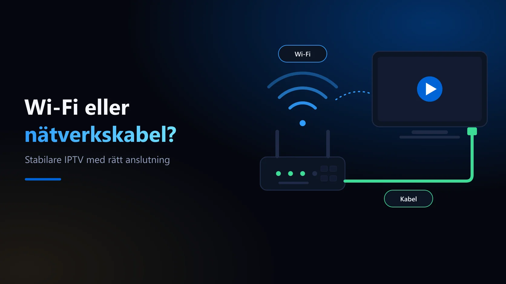 Wi-Fi eller nätverkskabel för IPTV – router ansluten till TV både trådlöst och med kabel